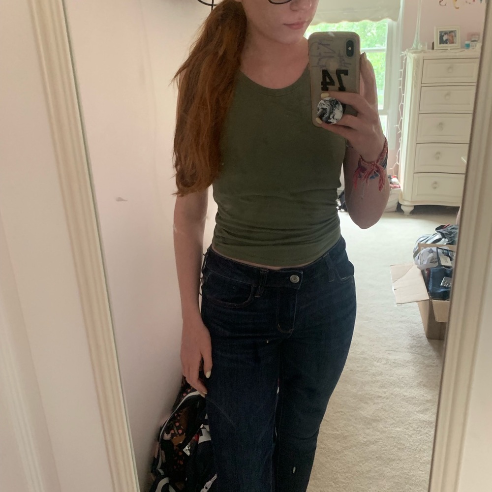 green tank top